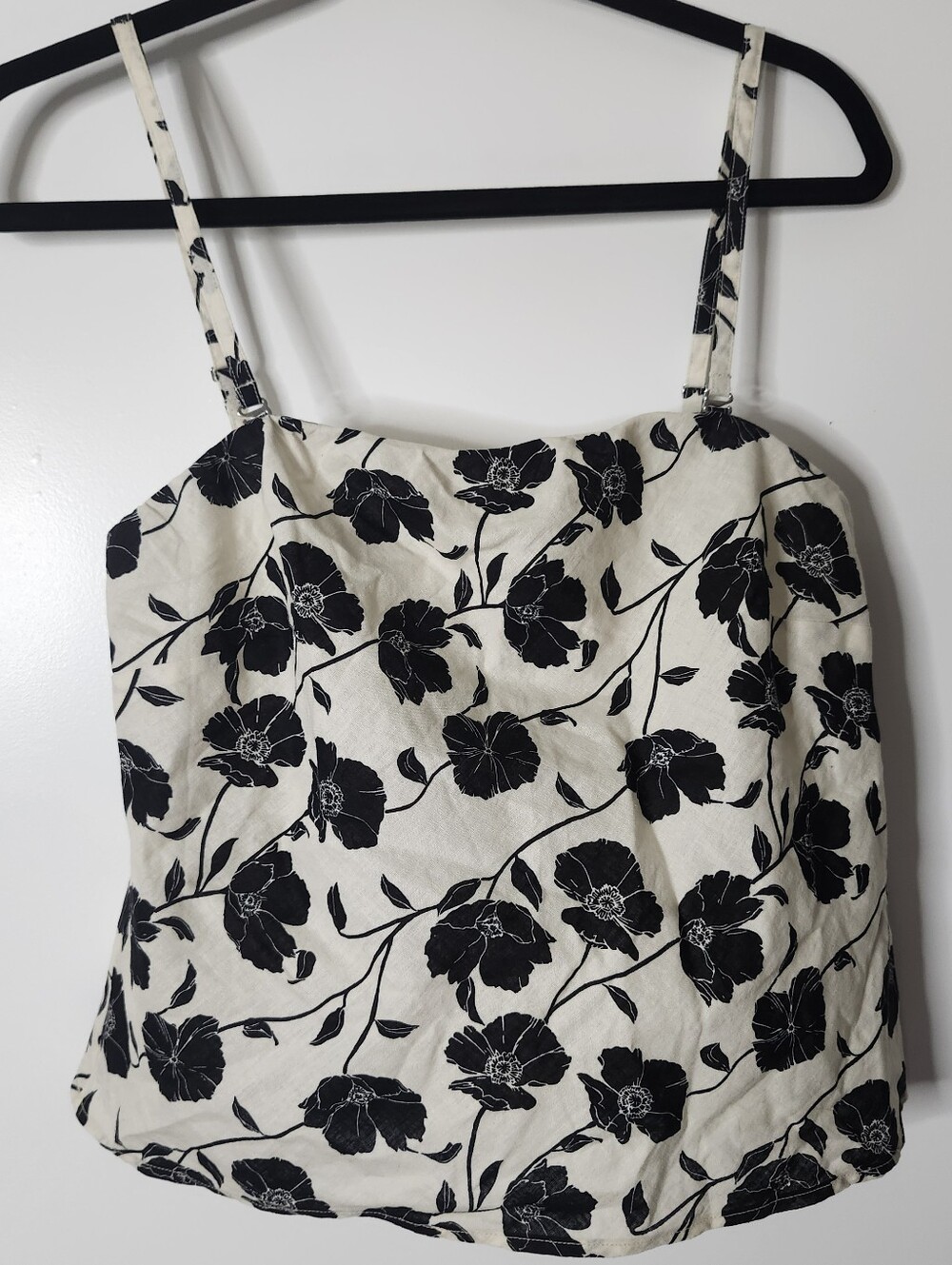 Gap Linen Dark Floral Square Neck Cami Tank Top Size Small